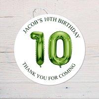 60 SECOND MAKEOVER Personalised 10th Birthday Vinyl Party Bag Stickers in Green