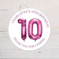 60 SECOND MAKEOVER Personalised 10th Birthday Vinyl Party Bag Stickers in Pink