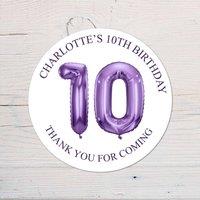 60 SECOND MAKEOVER Personalised 10th Birthday Vinyl Party Bag Stickers in Purple