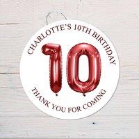 60 SECOND MAKEOVER Personalised 10th Birthday Vinyl Party Bag Stickers in Red