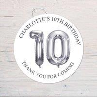 60 SECOND MAKEOVER Personalised 10th Birthday Vinyl Party Bag Stickers in Silver