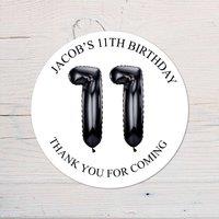 60 SECOND MAKEOVER Personalised 11th Birthday Vinyl Party Bag Stickers in Black