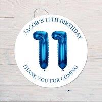 60 SECOND MAKEOVER Personalised 11th Birthday Vinyl Party Bag Stickers in Blue