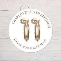 60 SECOND MAKEOVER Personalised 11th Birthday Vinyl Party Bag Stickers in Gold