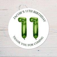 60 SECOND MAKEOVER Personalised 11th Birthday Vinyl Party Bag Stickers in Green