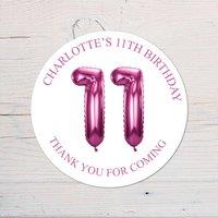 60 SECOND MAKEOVER Personalised 11th Birthday Vinyl Party Bag Stickers in Pink