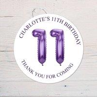 60 SECOND MAKEOVER Personalised 11th Birthday Vinyl Party Bag Stickers in Purple