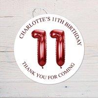 60 SECOND MAKEOVER Personalised 11th Birthday Vinyl Party Bag Stickers in Red