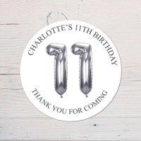 60 SECOND MAKEOVER Personalised 11th Birthday Vinyl Party Bag Stickers in Silver