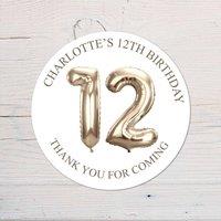 60 SECOND MAKEOVER Personalised 12th Birthday Vinyl Party Bag Stickers in Gold