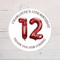 60 SECOND MAKEOVER Personalised 12th Birthday Vinyl Party Bag Stickers in Red