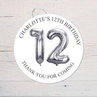 60 SECOND MAKEOVER Personalised 12th Birthday Vinyl Party Bag Stickers in Silver