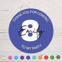 60 SECOND MAKEOVER Personalised Name & Age Birthday Party Bag Stickers in Blue