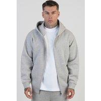 SikSilk Men's Graphic Full Zip Hoodie in Grey | Size: Small