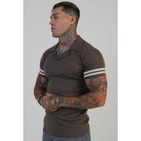 SikSilk Men's Tournament Revere Polo in Brown | Size: Medium