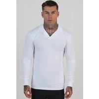 SikSilk Men's LS Revere Polo in White | Size: Medium