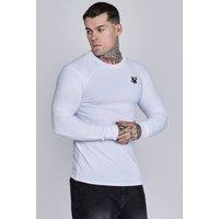 SikSilk Men's Essentials LS T-Shirt in White | Size: Large