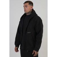 SikSilk Men's Graphic Full Zip Hoodie in Black | Size: XL