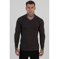 SikSilk Men's LS Revere Polo in Brown | Size: 2XL