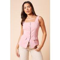 Dorothy Perkins Women's Longline Button Through Waistcoat in Blush | Size: 10