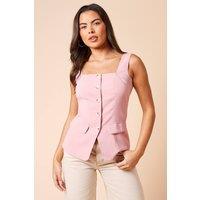 Dorothy Perkins Women's Longline Button Through Waistcoat in Blush | Size: 14