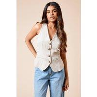 Dorothy Perkins Women's Petite Tailored Halter Neck Top in Stone | Size: 6