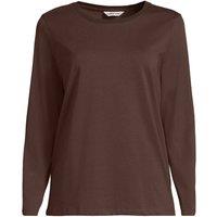 Lands' End Women's Long Sleeve Supima Cotton Crew Neck Top in Brown | Size: 14-16
