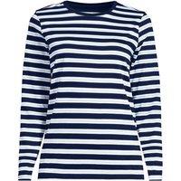 Lands' End Women's Supima Long Sleeve Crew Neck T-shirt in Mid Navy | Size: 16-18