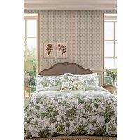 English Heritage 'English Garden Floral' Cotton Duvet Cover Set in Green | Size: Single