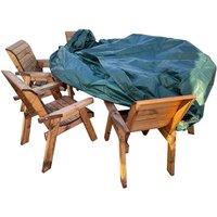 Charles Taylor Deluxe Fitted Six Seater Round Table Set Cover - Fully Assembled in Green