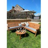 Charles Taylor Six Seater Balmoral Corner Garden Furniture Set - Fully Assembled in Light Brown