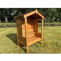 Charles Taylor Two Seater Imperial Arbour - Green Cushion Included - Fully Assembled in Light Brown