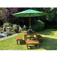 Charles Taylor Knights Four Seater Garden Furniture Table Set - Fully Assembled in Light Brown