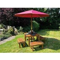 Charles Taylor Knights Four Seater Garden Furniture Table Set - Fully Assembled in Light Brown