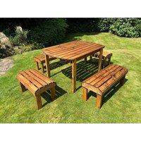 Charles Taylor Knights Six Seater Garden Furniture Rectangular Set - Fully Assembled in Light Brown