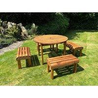 Charles Taylor Knights Four Seater Garden Furniture Round Table Set - Fully Assembled in Light Brown