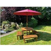 Charles Taylor Knights Eight Seater Garden Furniture Round Table Set -Fully Assembled in Light Brown
