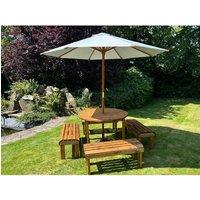 Charles Taylor Eight Seater Garden Furniture Round Table Set - L230xW230xH80 cm in Light Brown