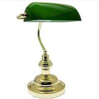 Almineez Classic 15 Retro Bankers Lamp Handmade Tilting Emerald Green Glass Shade | Size: 15 inches