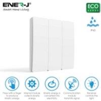 ENER-J 3 Gang Wireless Kinetic Switch White with 5A RF Receiver