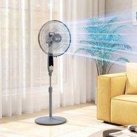 HOMCOM 16 Oscillation Cooling Fan with Remote Adjustable Height in Grey
