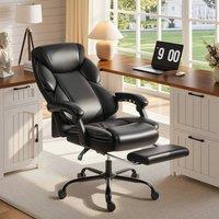HOMCOM Adjustable Office Chair with Footrest, Armrest, Casters, Black