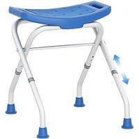 Costway Folding Shower Stool Height Adjustable Shower Seat Bath Chair w/Handle in Blue