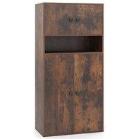 Costway 4-Tier Bookcase w/ Door Wooden Storage Organizer w/ Adjustable Shelf in Brown