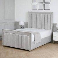 Living Comfort Bedz Royale Upholstered Gas Lift Storage Bed with 48 Inch Headboard in Silver | Size: Single