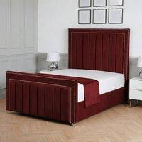 Living Comfort Bedz Royale Upholstered Gas Lift Storage Bed with 48 Inch Headboard in Maroon | Size: Single