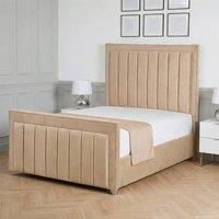 Living Comfort Bedz Royale Upholstered Gas Lift Storage Bed with 48 Inch Headboard in Beige | Size: Single