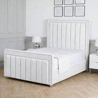 Living Comfort Bedz Royale Upholstered Gas Lift Storage Bed with 48 Inch Headboard in White | Size: Single