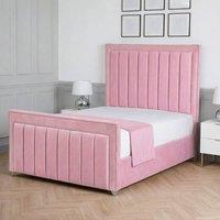 Living Comfort Bedz Royale Upholstered Gas Lift Storage Bed with 48 Inch Headboard in Pink | Size: Single