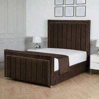 Living Comfort Bedz Royale Upholstered Gas Lift Storage Bed with 48 Inch Headboard in Brown | Size: Single